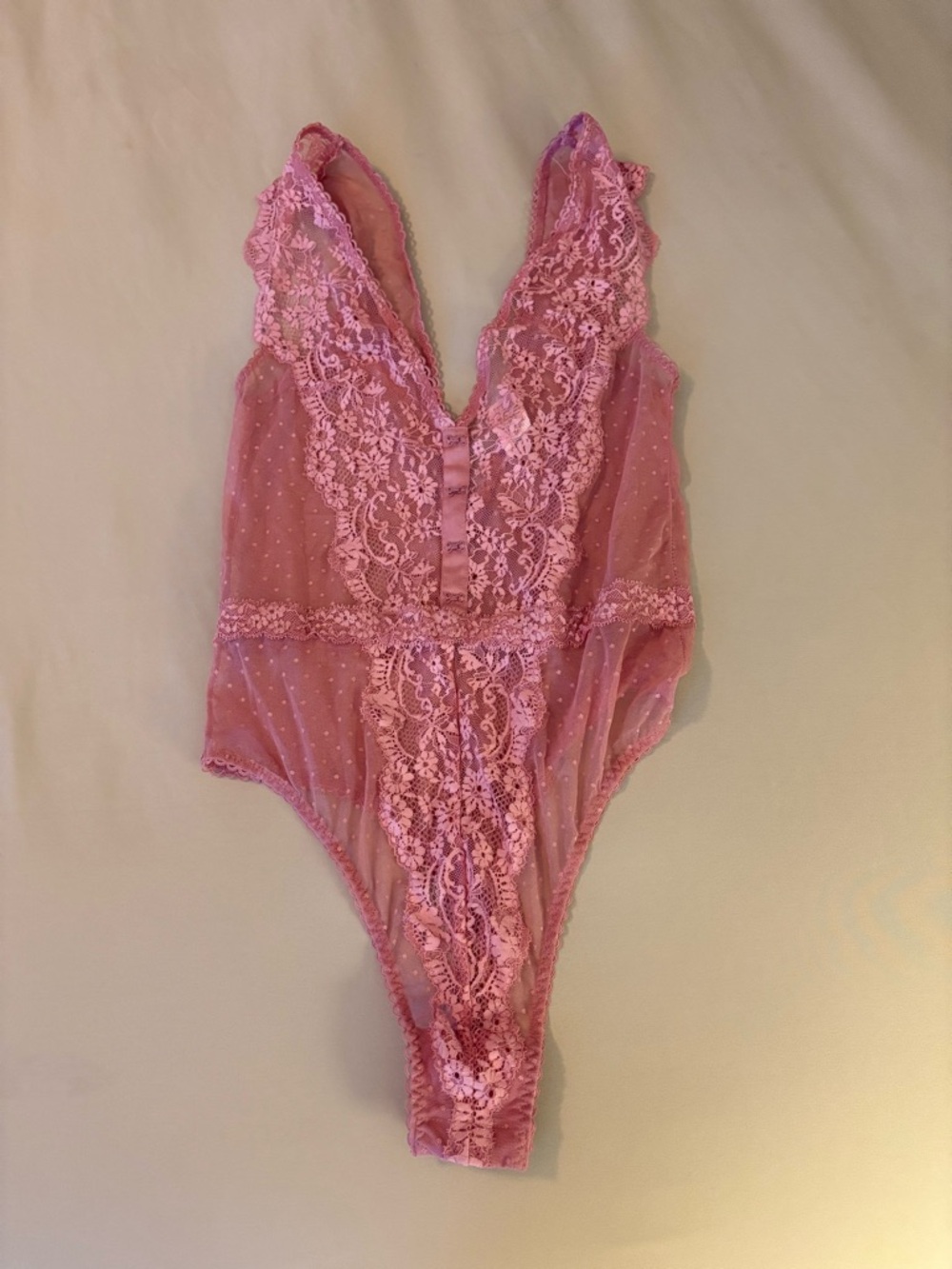 Victoria's Secret Dusty Rose Sheer Lace Bodysuit